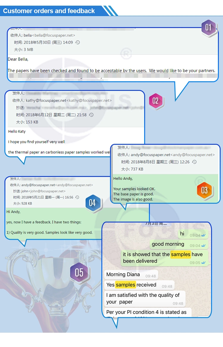 کاغذ بدون کربن NCR با نام تجاری فوکوس آبی / کاغذ بدون کربن تصویربرداری مشکی 8