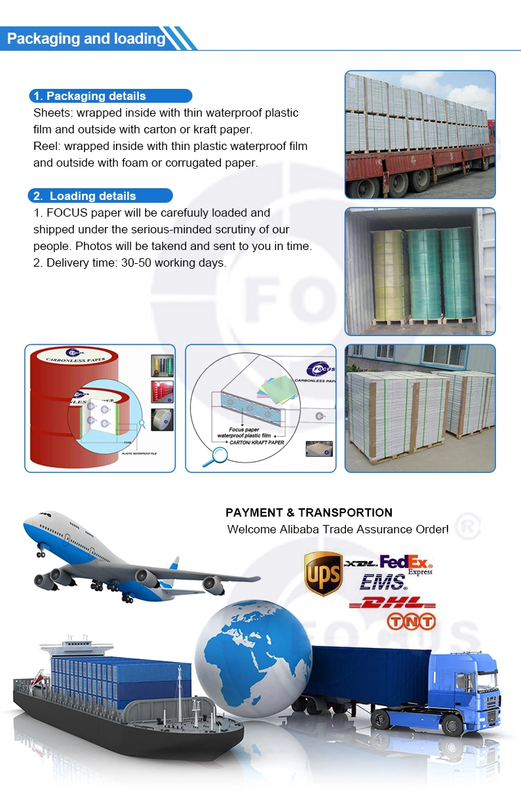 کاغذ بدون کربن NCR با نام تجاری فوکوس آبی / کاغذ بدون کربن تصویربرداری مشکی 7