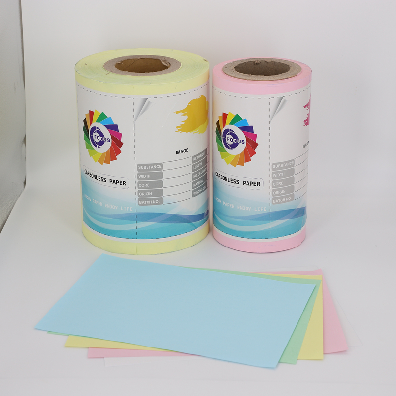 Office Carbonless Ncr Paper Roll Non Carbon Coated Blue Printing Color 55GSM/50GSM/55GSM Carbonless